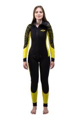 Гидрокостюм Дайвинг женский 3мм нейлон/нейлон черно-желтый